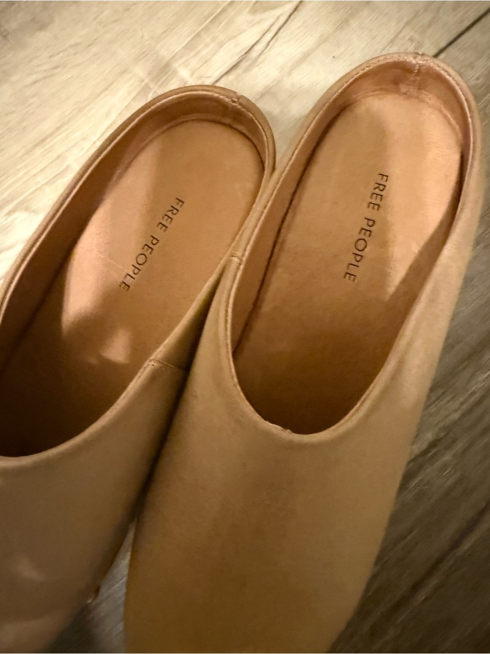 Free People Tan Leather Platform Clogs - Picture 3 of 8